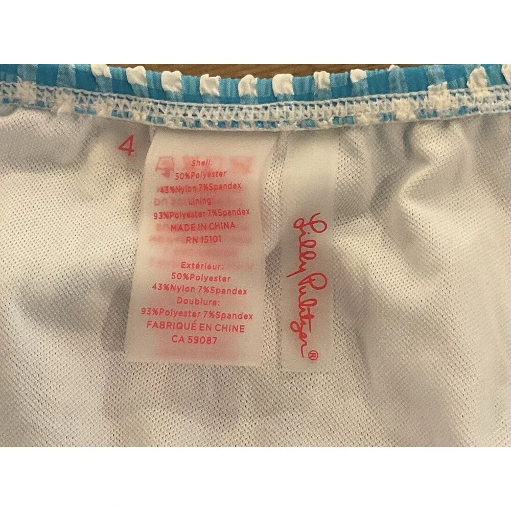 Lilly Pulitzer Pico High Cut Bikini Bottom Plaid Blue Size 4 Turquoise NWT‎ $78